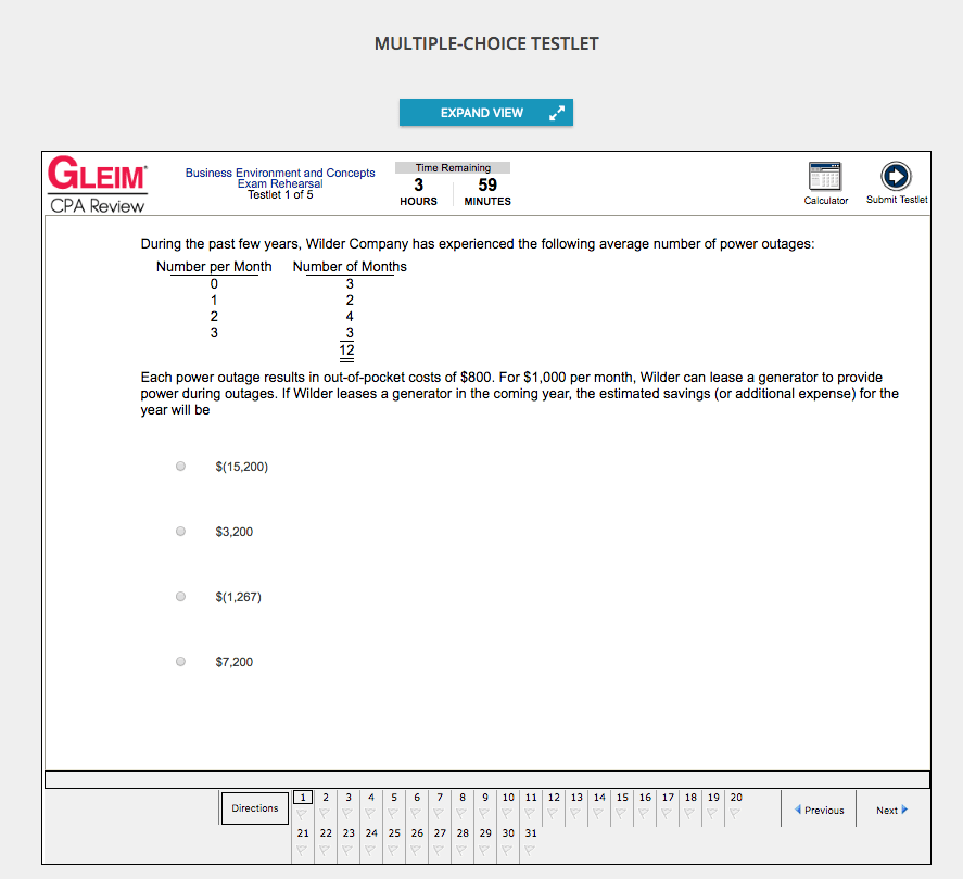 Far cpa exam sample questions