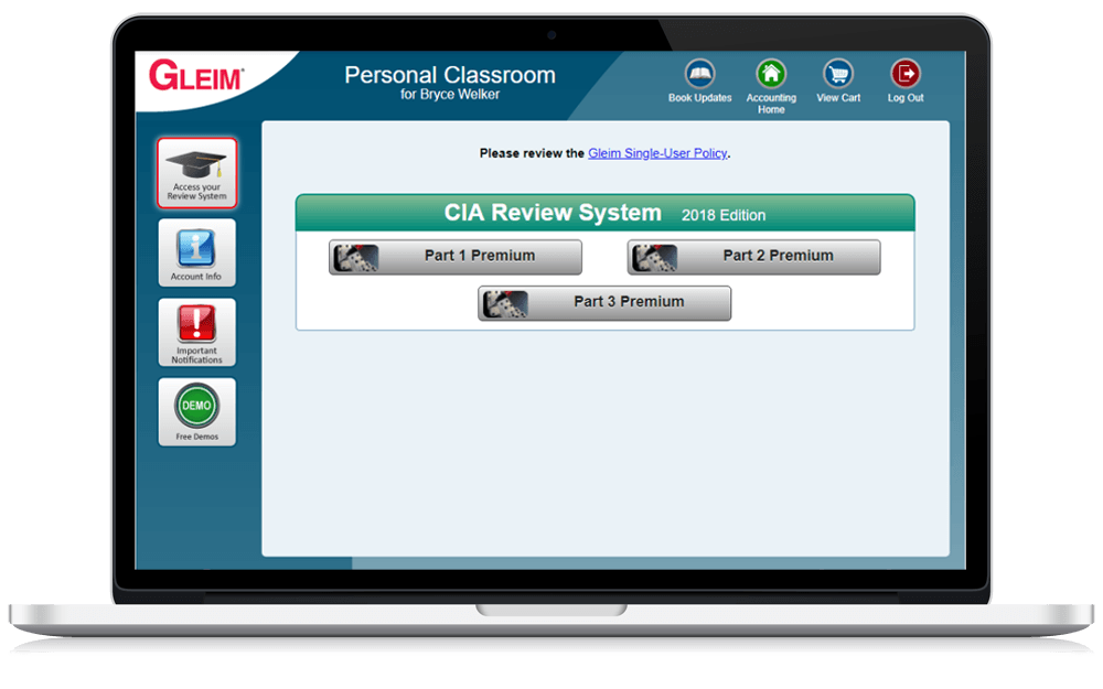 Gleim CPA Review Dashboard Assessment Quiz