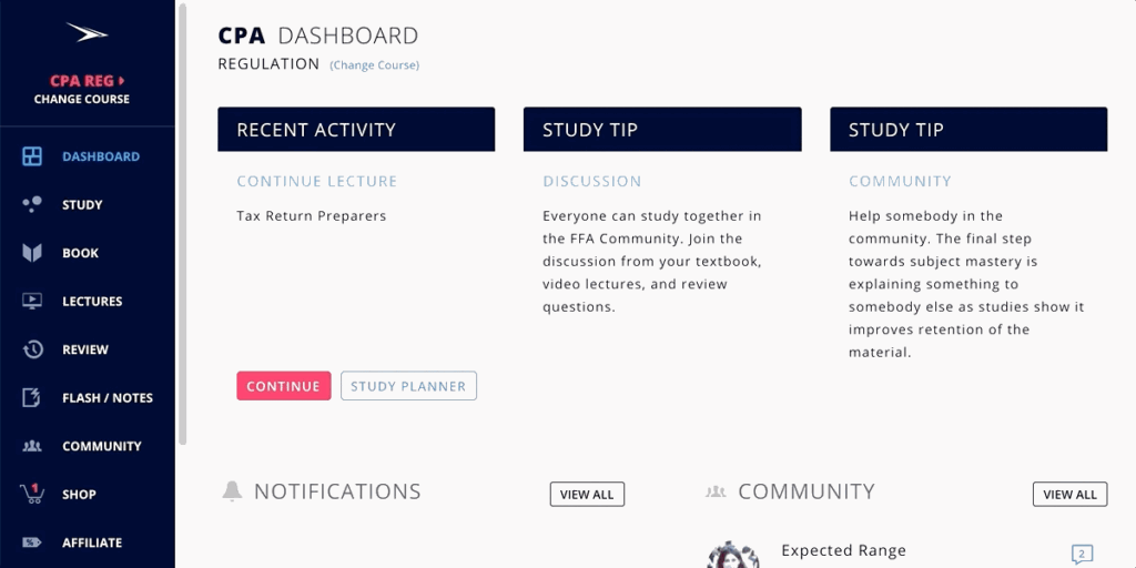 FFA CPA Course Dashboard