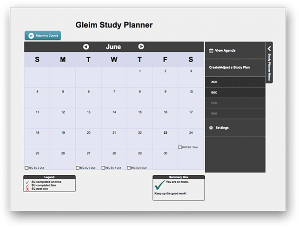Gleim CPA Review - Dashboard UX