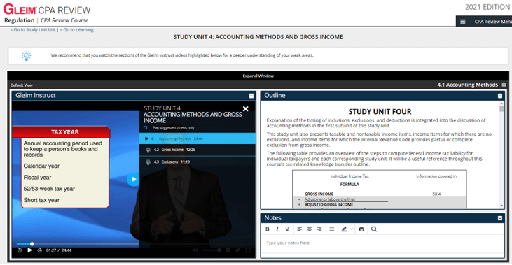 Gleim CPA Review Dashboard Video