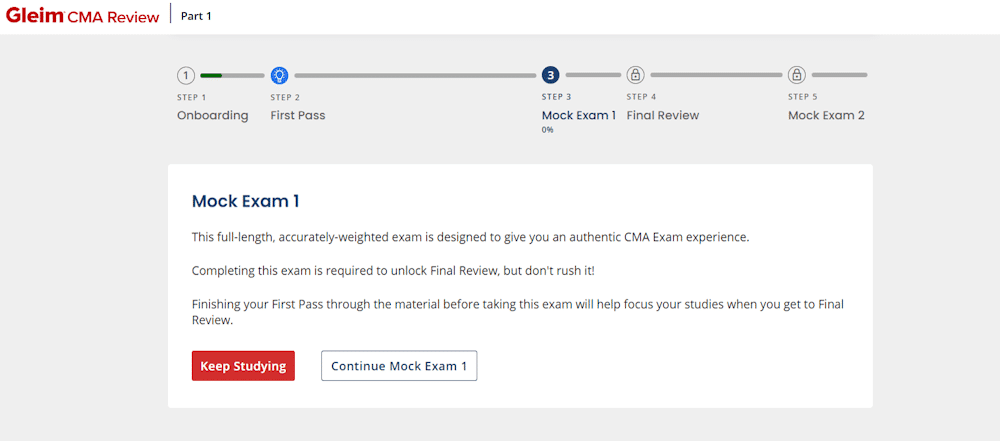 Gleim CMA mock exam