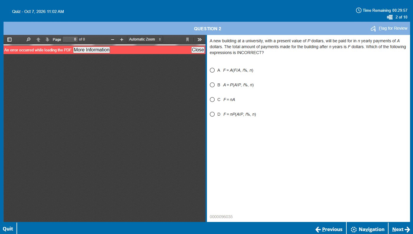 PPI2Pass QBank practice question screen